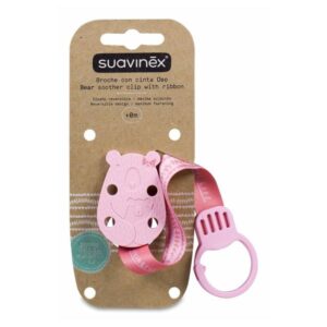 Suavinex broche com cinta e mola formato coelho, +0 meses, cor rosa