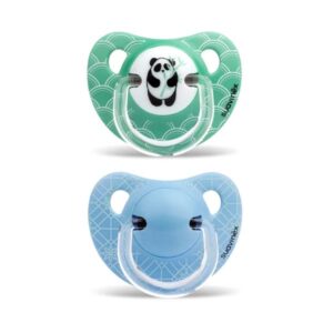 Suavinex chupeta anatômica de silicone, 6-18 meses, 2 und, panda cor verde bambu
