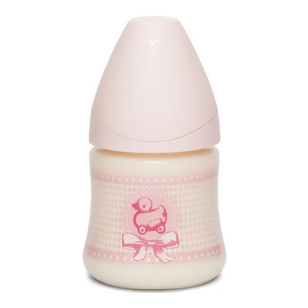 Suavinex biberon de plástico com tetina de silicone anatómica, 0-6 meses, 150 ml - Bottle Toys cor rosa