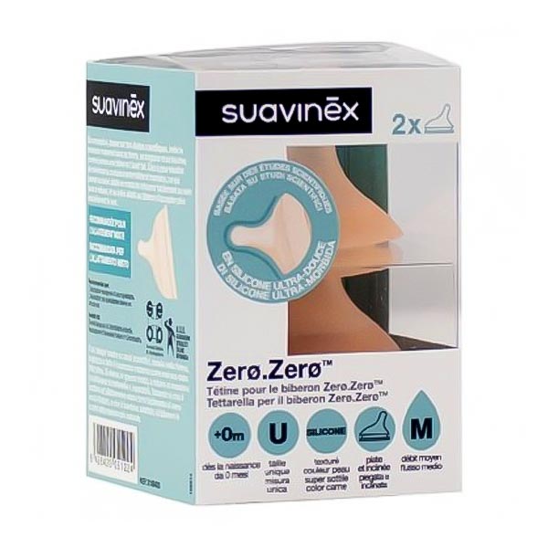 Suavinex zero zero tetina de silicone anti-cólicas, +0 meses, silicone, fluxo lento, 2 unidades