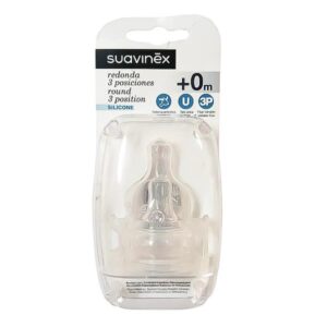 Suavinex chupeta redonda de silicone com 3 posições, fluxo variável, +0 meses, 2 und