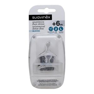 Suavinex tetina anatómica de silicone fluxo denso, +6 meses, 2 und