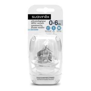 Suavinex tetina anatómica de silicone, 0-6 meses, 2 und